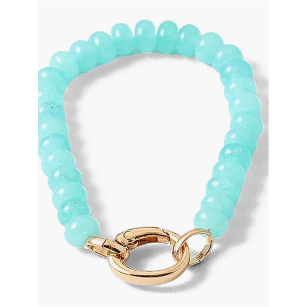 Erin‎ McDermott Crème de Menthe Aqua Blue  Beaded Bracelet, Gold Clasp, NWT